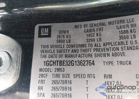 2016 Chevrolet Colorado Wt из США, поврежденный, VIN 1GCHTBE32G1362764